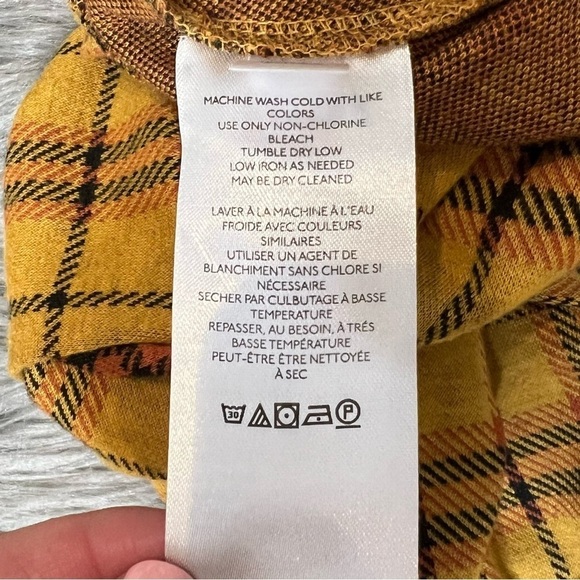 Urban Outfitters Bryn Yellow Orange Pull On Plaid Flare Women’s Pants Sz XS - Picture 7 of 11